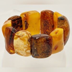 Chunky Bracelet made of authentic Soviet Era Baltic Amber circa 1980s